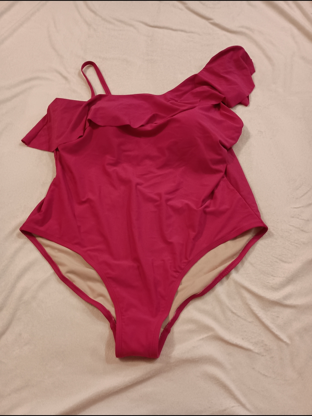 Kona Sol Women's Ruffle One Shoulder One Piece Swimsuit Size 22 Magenta-Pink